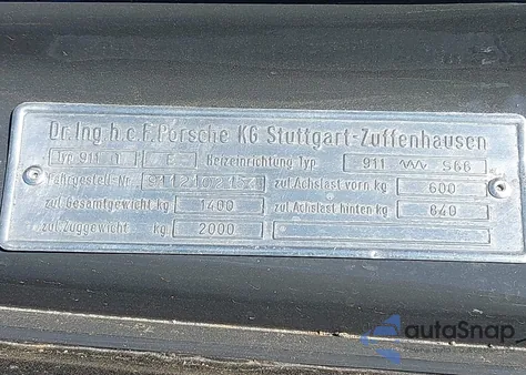 1972 Porsche 911 from USA, damaged, VIN 9112102154